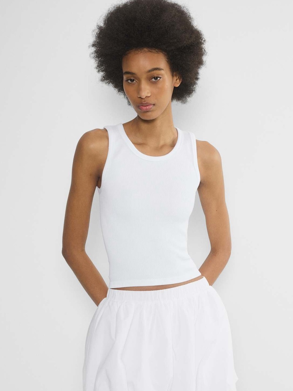 Aritzia Sunday Best White Rib Seamless Crew Tank